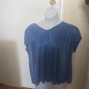 Jennifer Lopez Relaxed Blue Short Sleeve Blouse